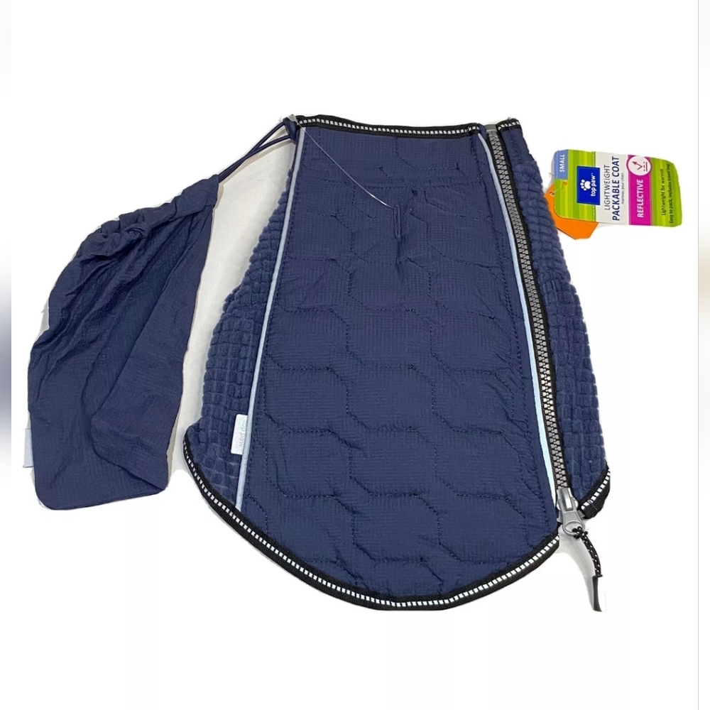 NWT Top Paw Lightweight Packable Reflective Dog Coat - size Large